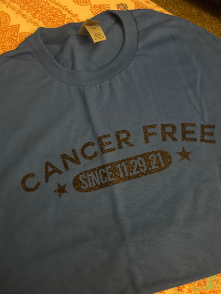 Customer photo from a review of Cancer Free Date Shirt