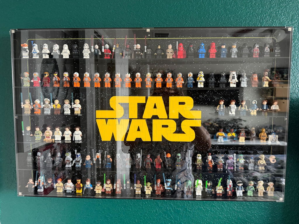 Wall Mounted Display Case for LEGO® Star Wars: Brick-Built Star Wars Logo & 124 Minifigures (75407)