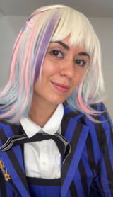 Wednesday Enid Sinclair Blonde Pink Blue Ombre Synthetic Wig TB1768A