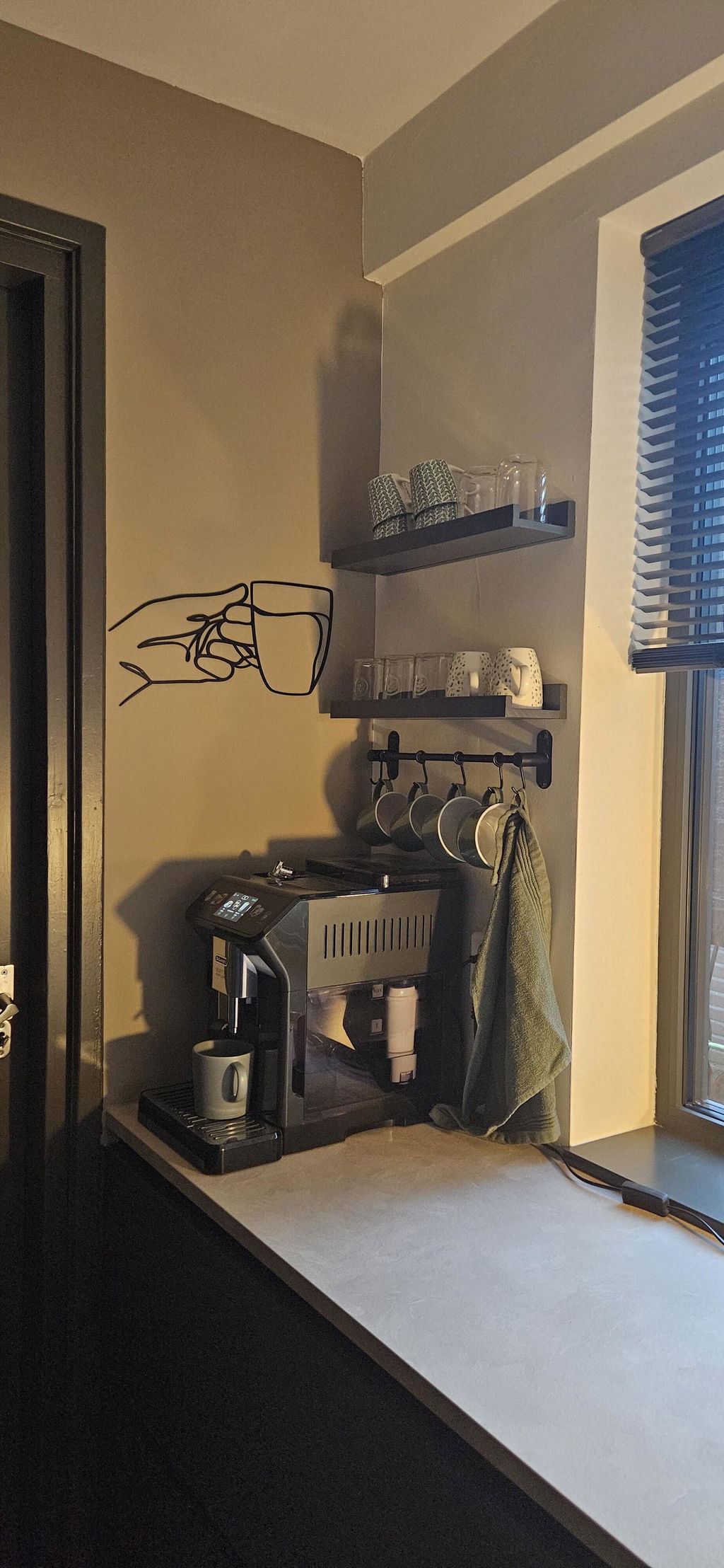 Houten wanddecoratie - Tekening koffie