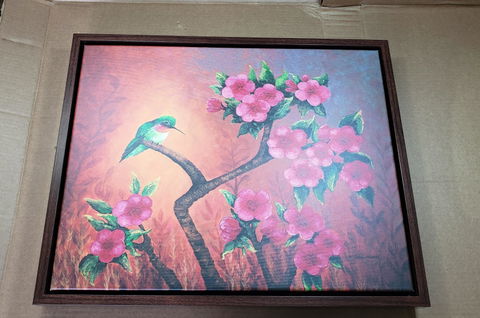 Hummingbird Sunset Canvas Print, Framed