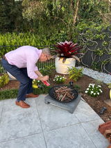 Ignite Heavy-duty Granito Square Stone Base Fire Pit/Planter with 59cm Bowl