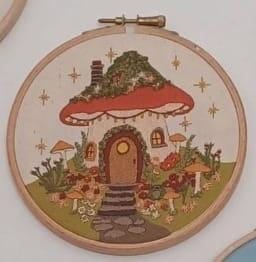 Mushroom House Embroidery Kit