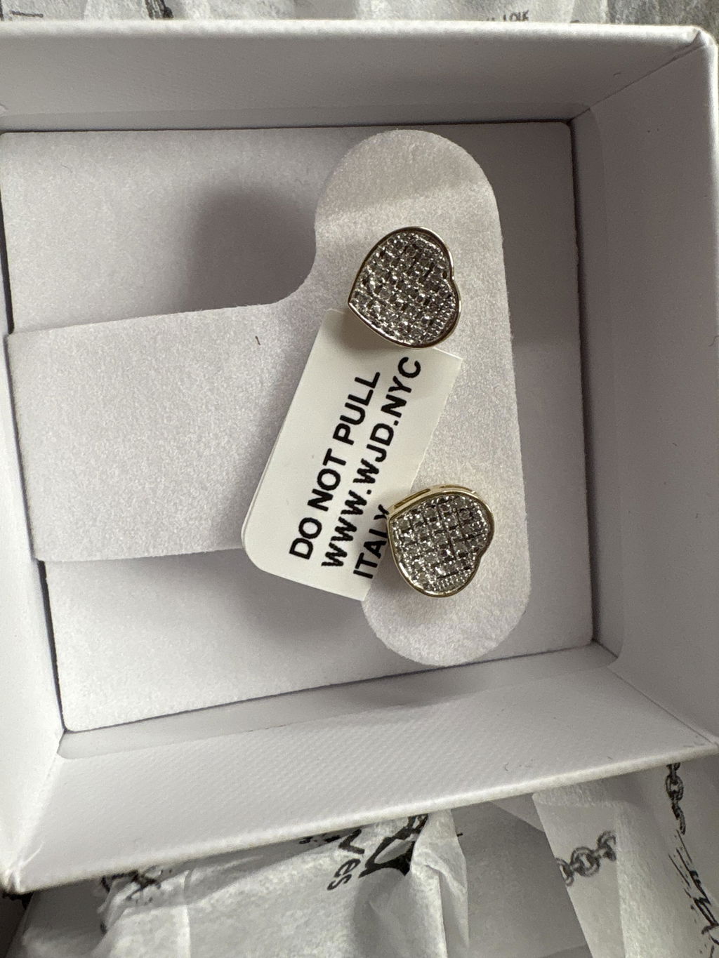 Customer photo by Misty oler: Natural Diamond 10K Yellow Gold Pave Heart Stud Earrings 6.5mm-9mm
