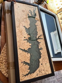 Customer photo from Laura U.'s review of Grapevine Lake, Texas 3-D Nautical Wood Chart, Medium, 13.5" x 31"