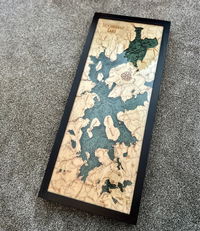 Customer photo from Danielle D.'s review of Moosehead Lake, Maine 3-D Nautical Wood Chart, Medium, 13.5" x 31"