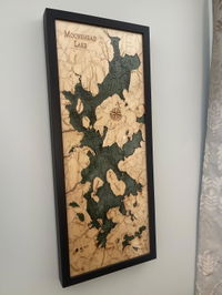 Customer photo from Robby G.'s review of Moosehead Lake, Maine 3-D Nautical Wood Chart, Medium, 13.5" x 31"