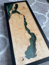 Customer photo from Sam's review of Lake Leelanau, Michigan 3-D Nautical Wood Chart, Medium, 13.5" x 31"