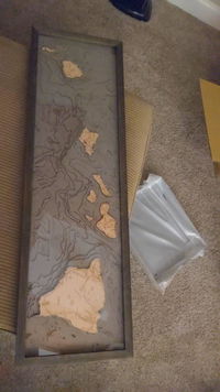 Customer photo from Anonymous's review of Hawaiian Islands (all of them), Hawaii 3-D Nautical Wood Chart, Narrow, 13.5" x 43"