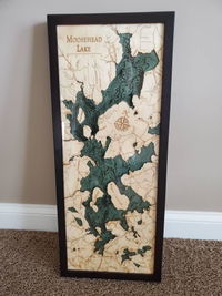 Customer photo from Kevin S.'s review of Moosehead Lake, Maine 3-D Nautical Wood Chart, Medium, 13.5" x 31"