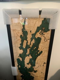 Customer photo from Laura G.'s review of Lake Champlain 3-D Nautical Wood Chart, Narrow, 13.5" x 43"