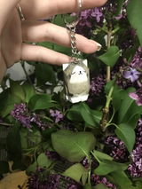 Adorable Cat Keychain Hand-Carved Wooden