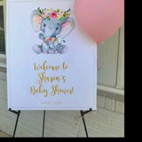 Elephant Girl Baby Shower Welcome Sign