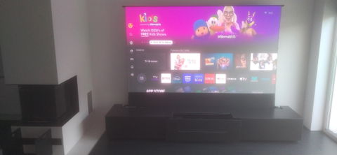 WUPRO Cinema Customizable size/material Sintered Stone Motorised Smart Integrated Laser TV Cabinet with CBSP floor rising screen