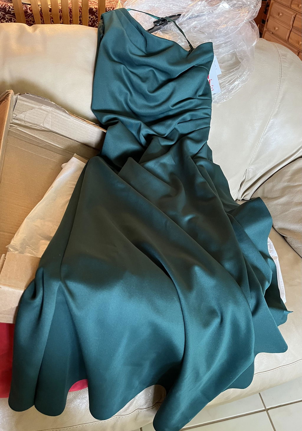Petite "Flo" Techno Scuba One Shoulder Ruffle Dress