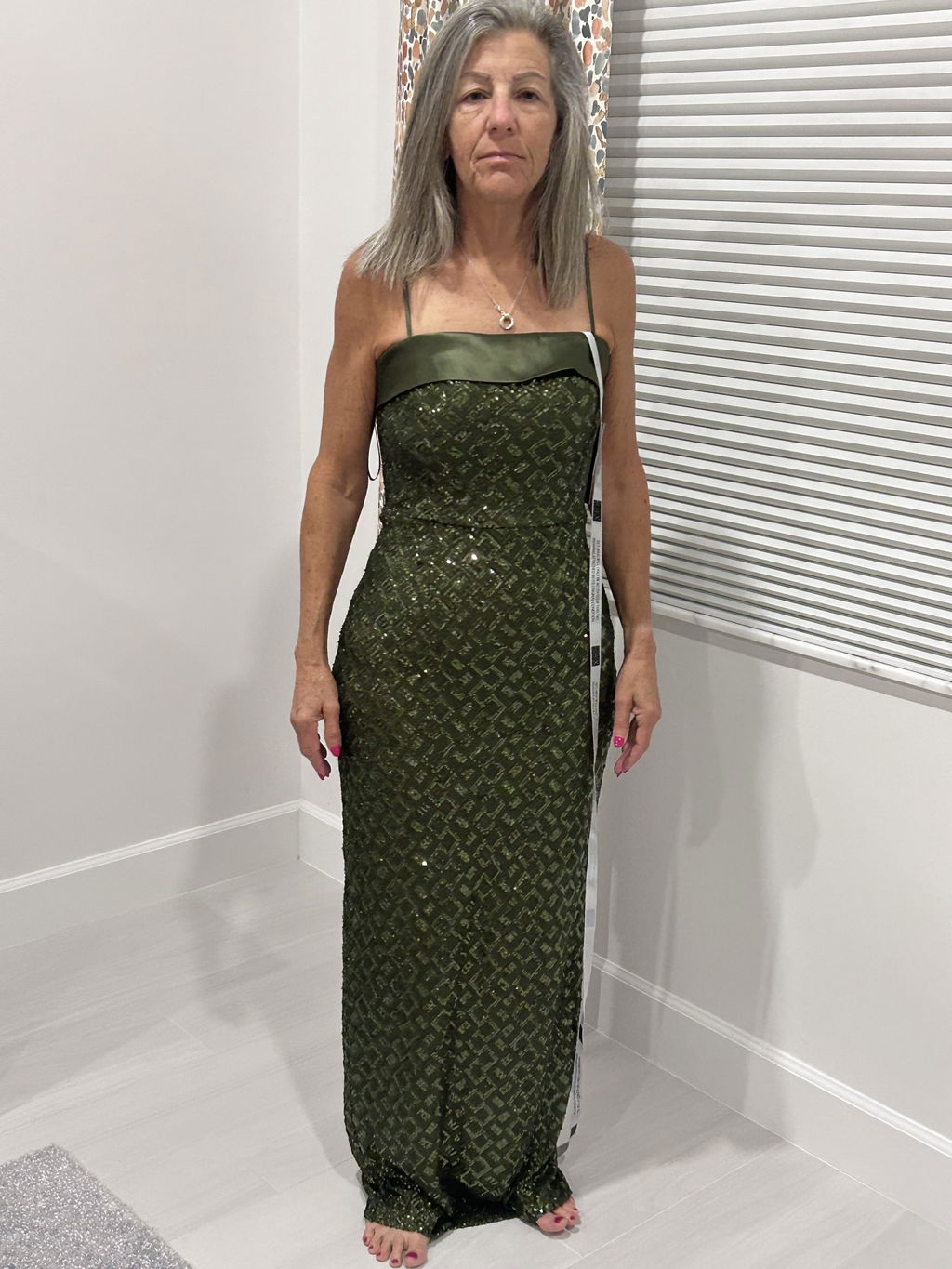 "Gloriana" Sequin Spaghetti Satin Combo Dress