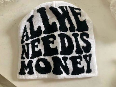 Customer photo review of "All We Need is Money" Beanie