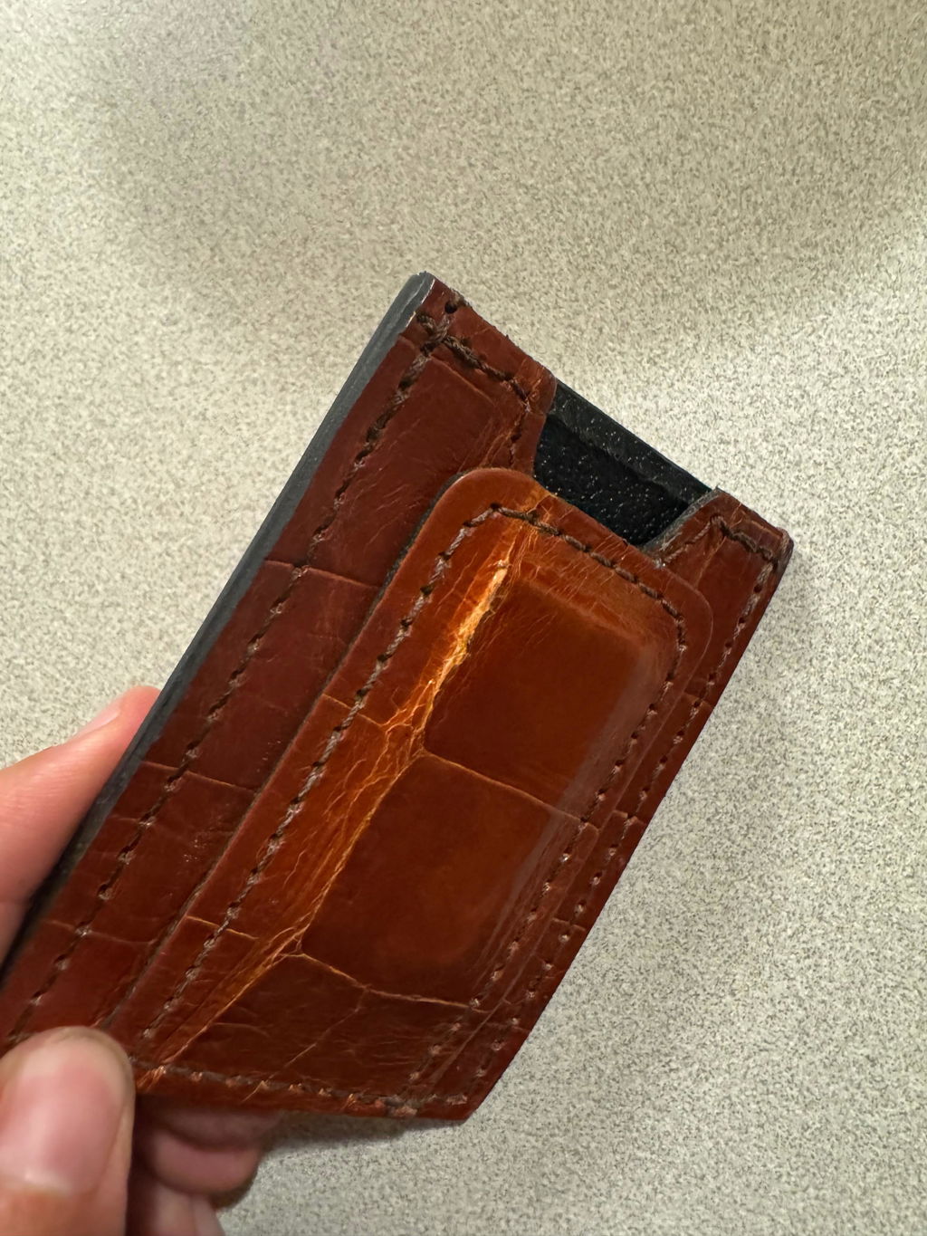 Handcrafted Alligator Cognac Clip Wallet - Luxury Leather – Yoder
