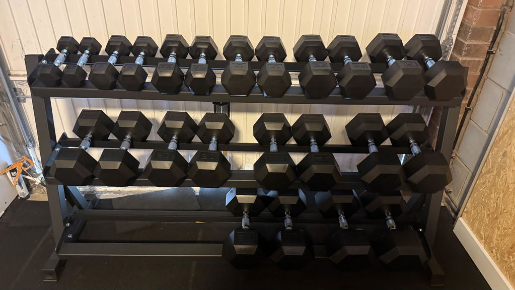 York Barbell 410KG PRO Hex Dumbbell & Rack Bundle Set