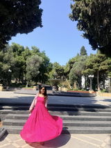 Pink Cotton Tiered Maxi Dress With Jacket