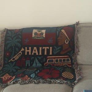 Customer photo of Haiti Woven Blanket - Caribbean Vibe