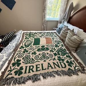 Customer photo of Ireland Woven Blanket - Green Isle Art