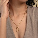 Gold Layered Oval Pendant Necklace