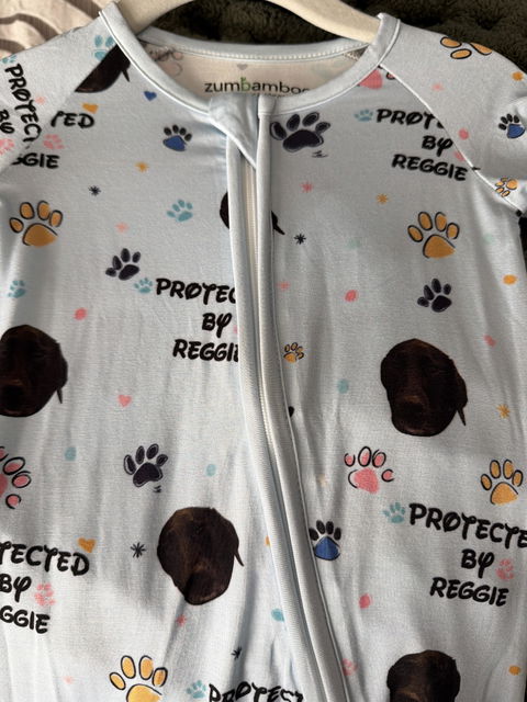 Custom Dogs Photo "Protected By" Bamboo Convertible Zippered Romper